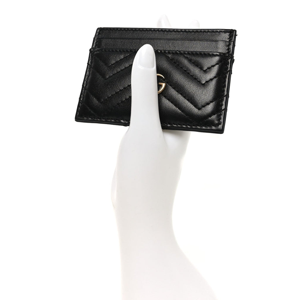 Gucci Calfskin Matelasse GG Marmont Card Holder Black