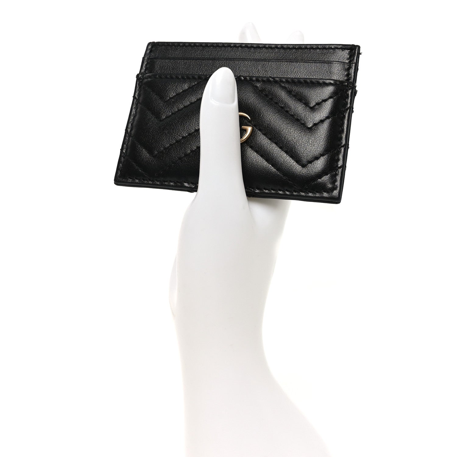 Gucci Calfskin Matelasse GG Marmont Card Holder Black