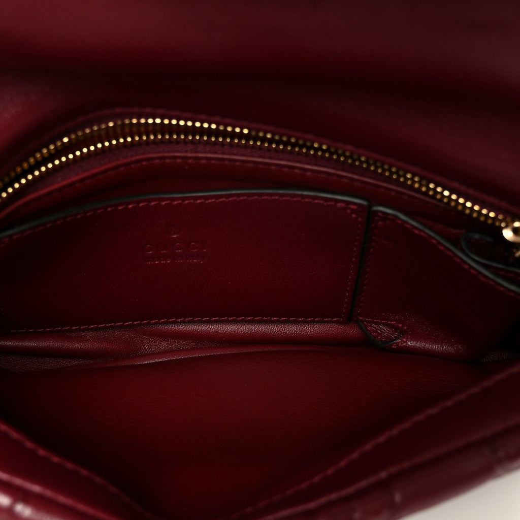Gucci Lambskin Embossed Mini GG Milano Top Handle Shoulder Bag Rosso Ancora