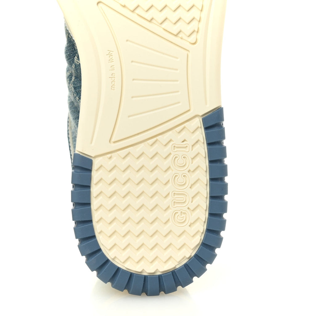 Gucci New Denim Delave GG Monogram Womens Re-Web Sneakers 40 Light Blue Royale