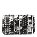 Chanel Lambskin Graffiti Printed Medium Double Flap Black Silver