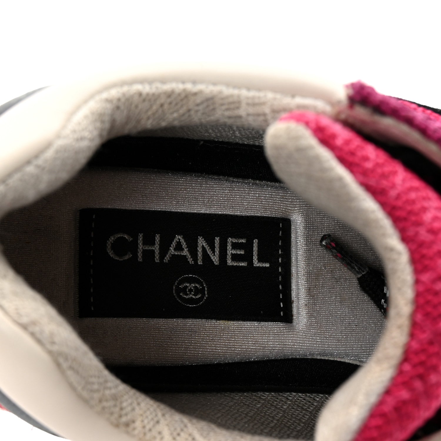 Mesh Suede Calfskin Womens CC Sneakers 35 Dark Pink Silver