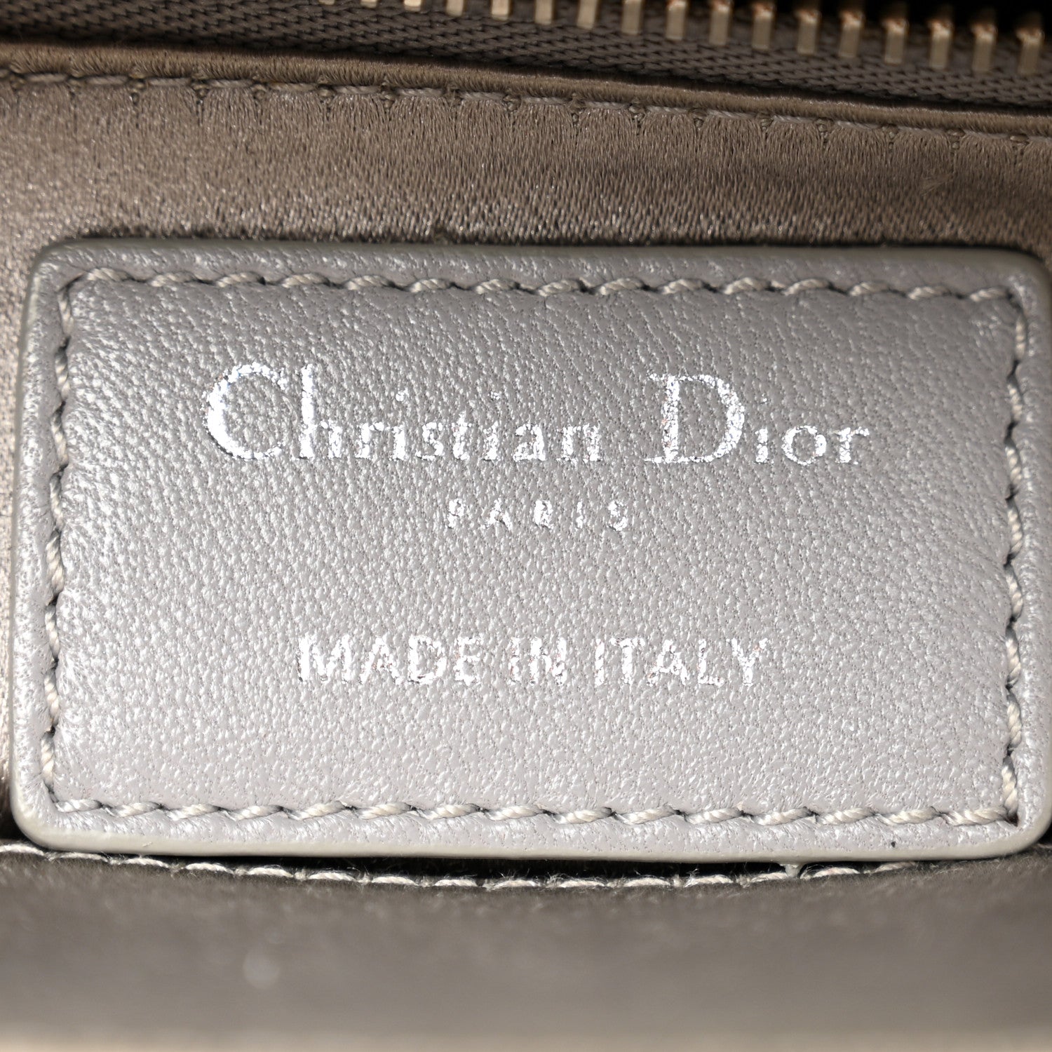 Christian Dior Satin Crystal Cannage Mini Lady Dior Gray