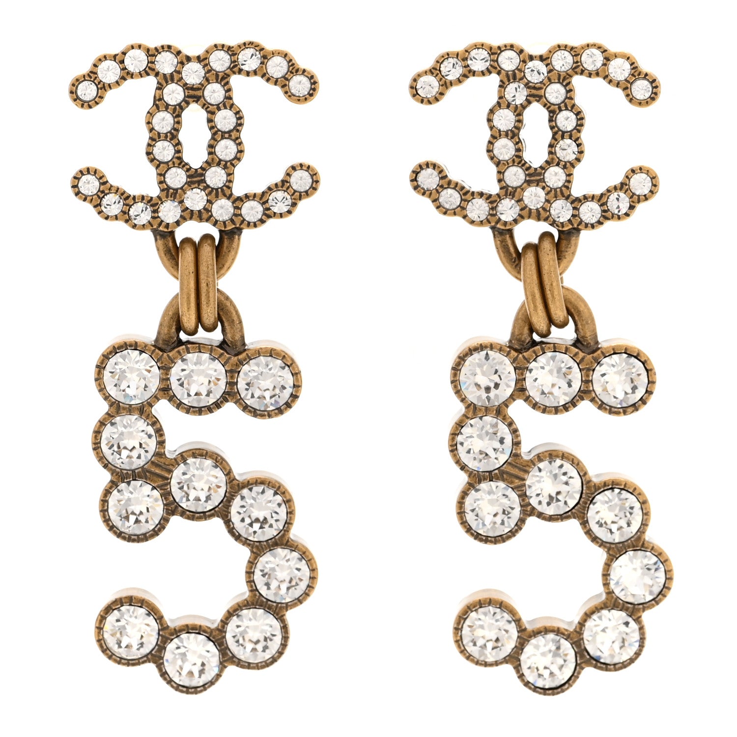 Metal Crystal City of Lights No 5 Drop Earrings Gold