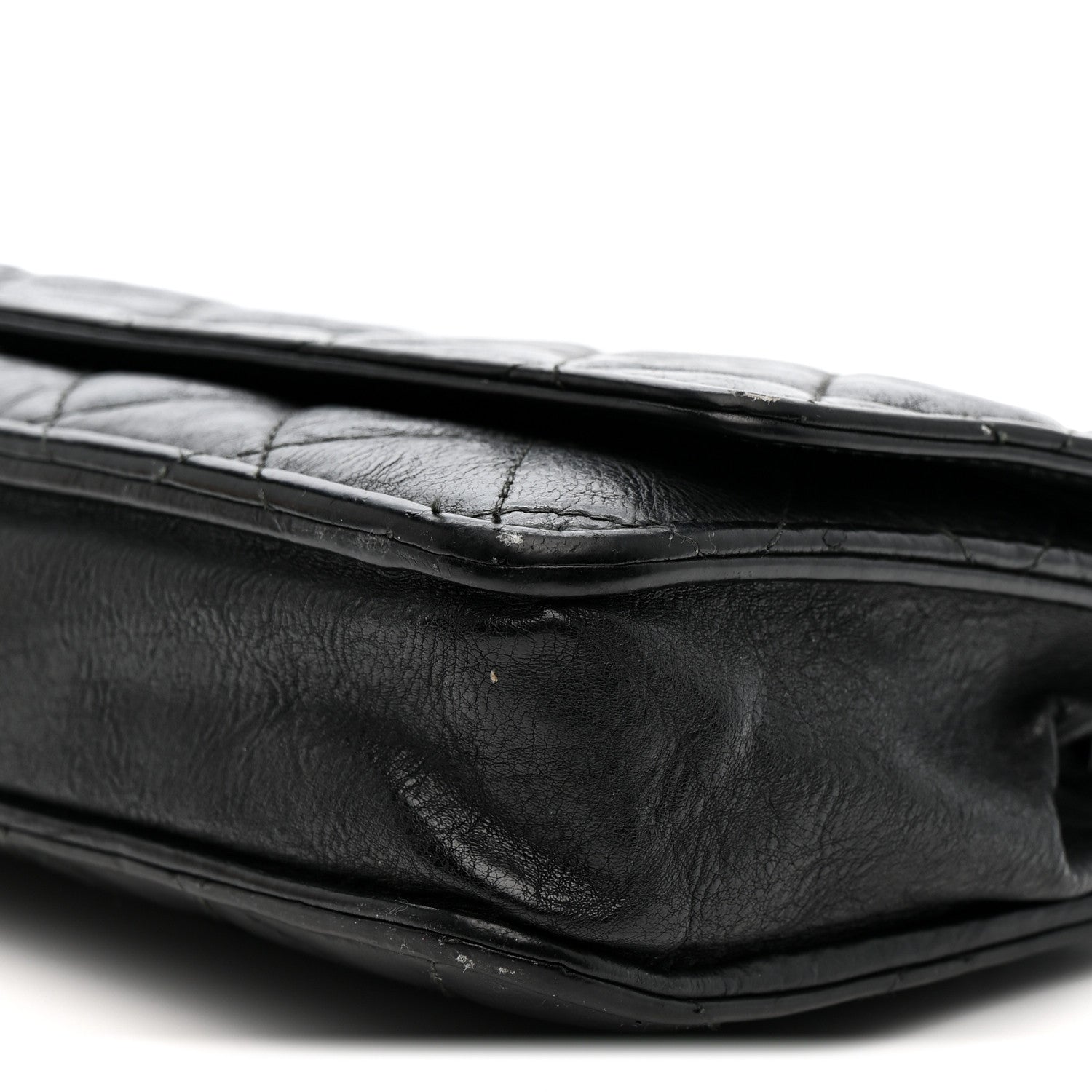Chanel Crumpled Calfskin Quilted Wallet On Chain WOC So Black