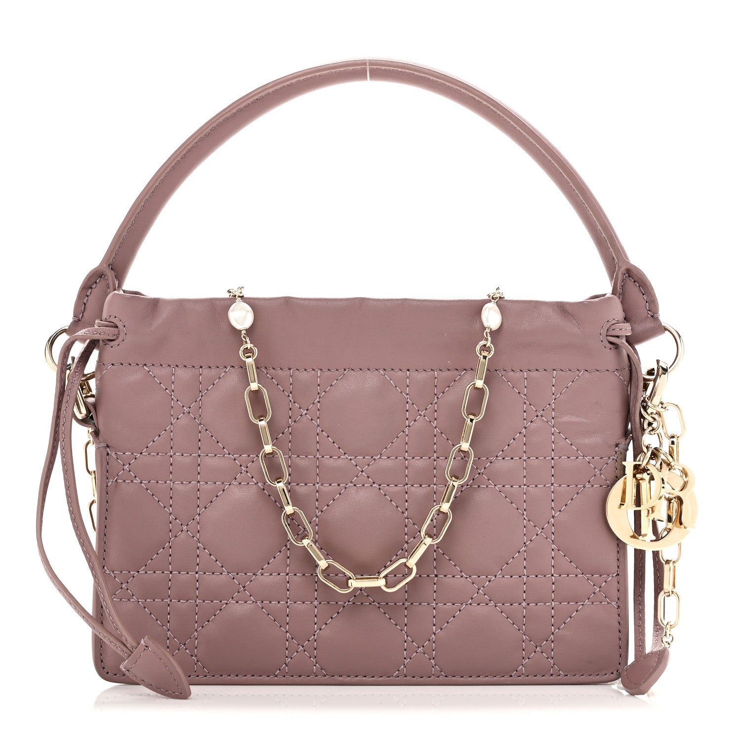 Christian Dior Lambskin Cannage Milly Mini Drawstring Bag Pink Peony