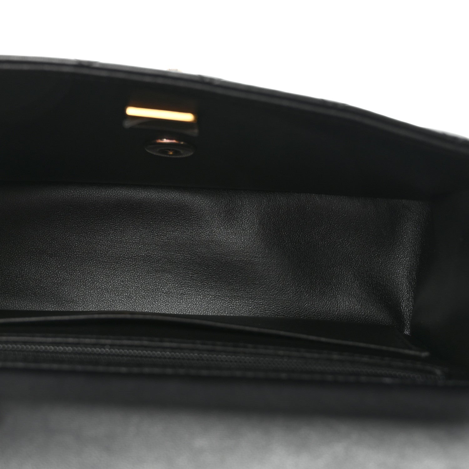 Chanel Lambskin Quilted Mini Top Handle Rectangular Flap Black