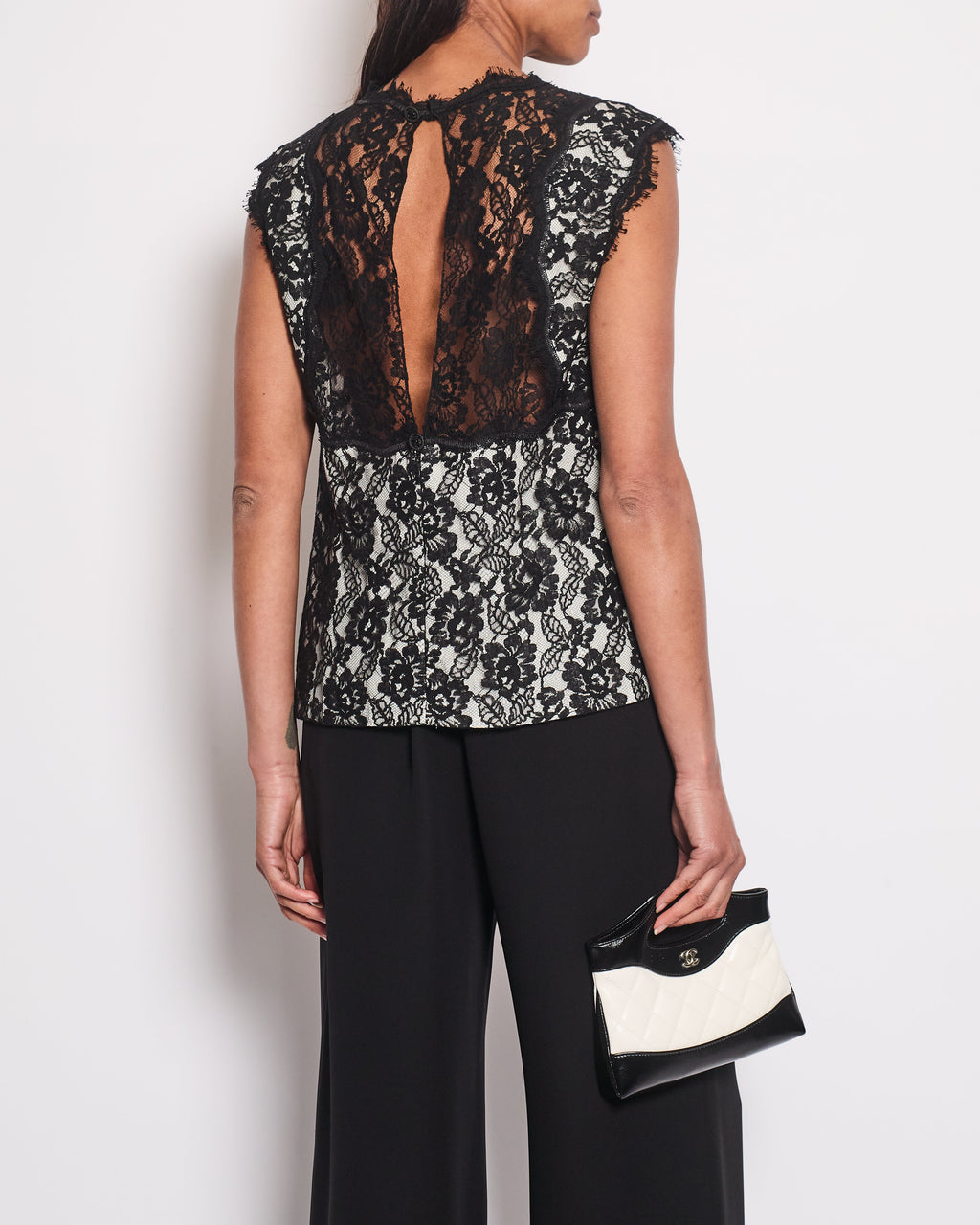 Chanel 14C Black Double Breasted Lace Blazer with Matching Short Sleeve Vest Size FR 42 (UK 14)