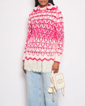 *HOT* Chanel 21/FW Pink & Cream Knitted Hooded Jumper with Fringes Detail Size FR 36 (UK 8)