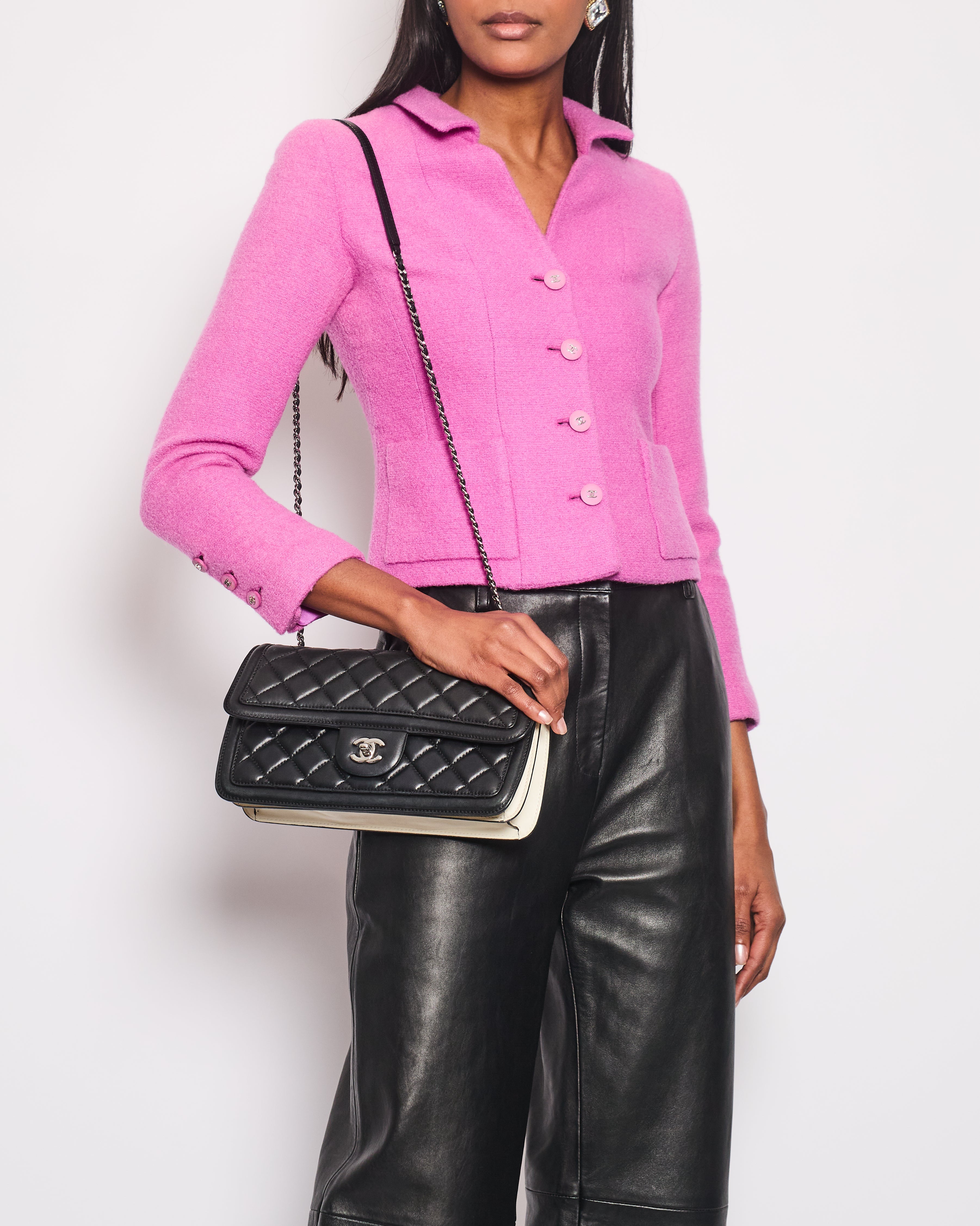 Chanel 96/P Vintage Lilac Wool Cropped Jacket with Silver CC Logo Buttons Size FR 34 (UK 6)