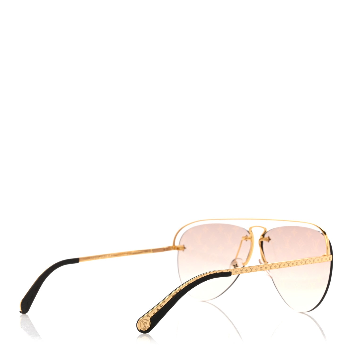 Louis Vuitton Monogram Grease Sunglasses Z1366E Gold