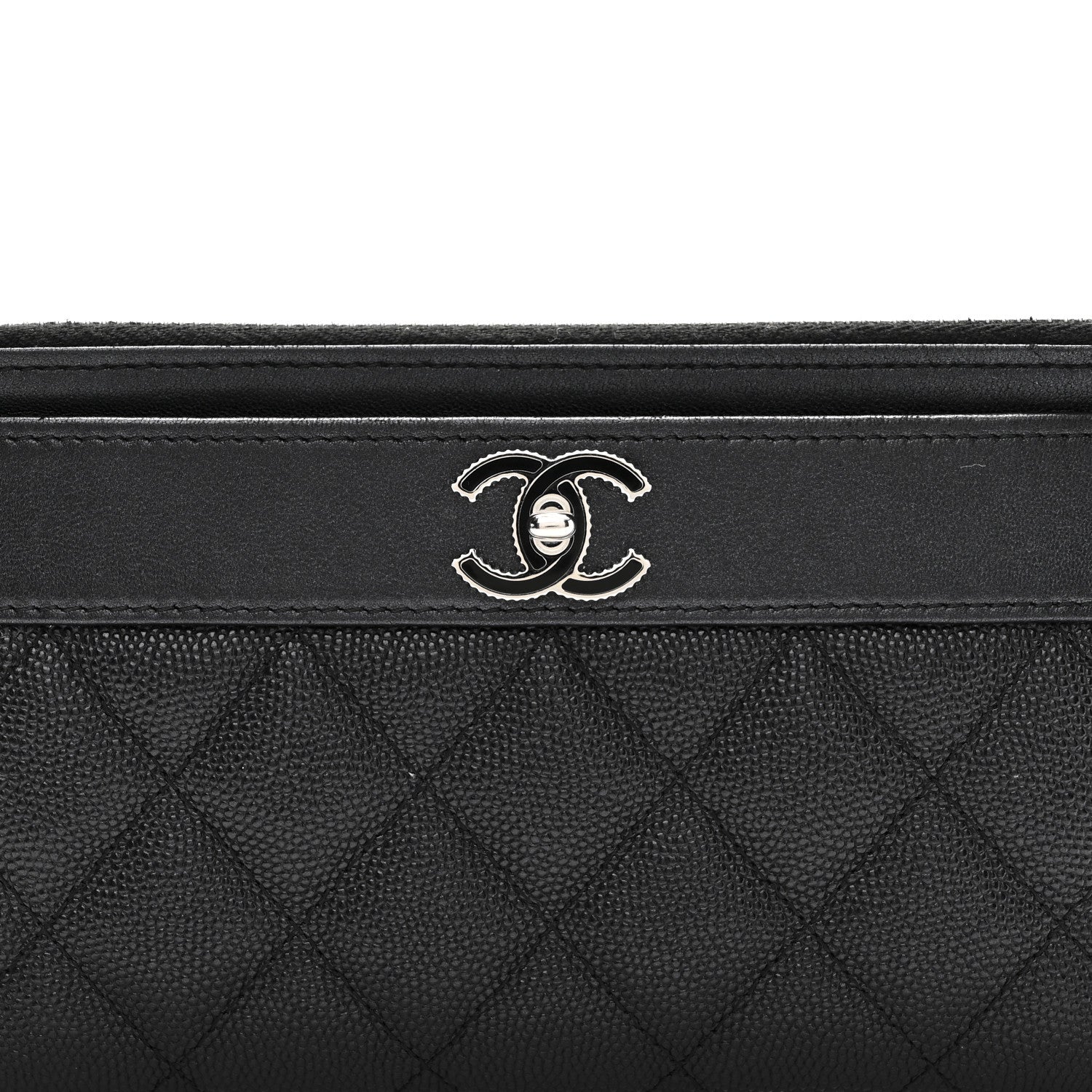 Caviar Quilted Mademoiselle Vintage Zip Pouch Black
