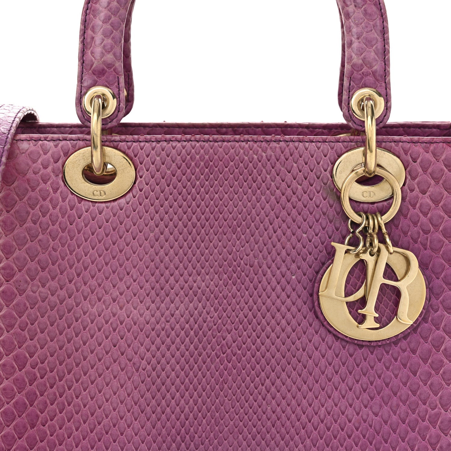 Christian Dior Snakeskin Medium Lady Dior Purple