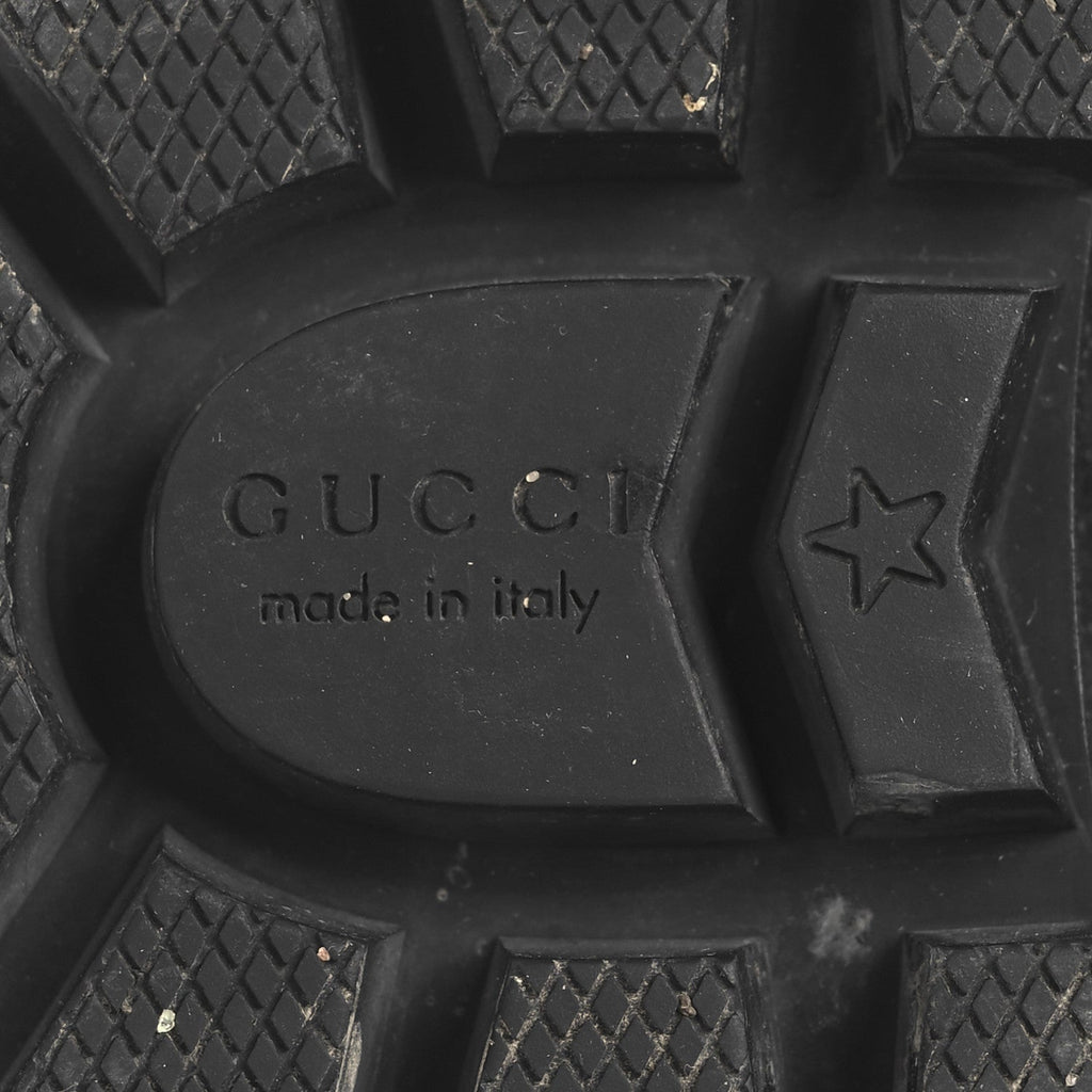 Gucci Magnum Calfskin Pearl Lace Up Combat Ankle Boots 36.5 Black