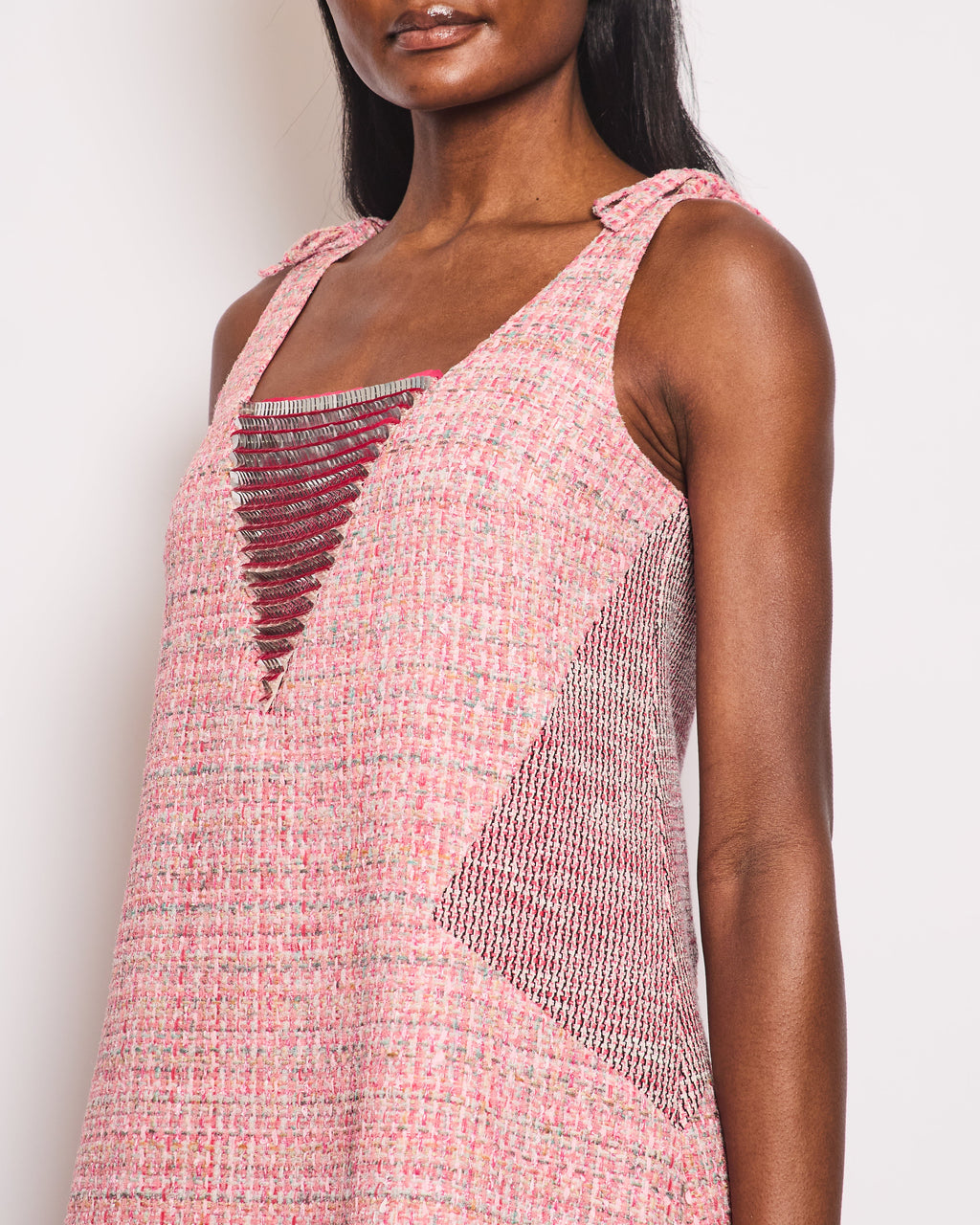 Chanel Pink Sleeveless Tweed Mini Dress with Sequin Embellishments Detail FR 38 (UK 10)