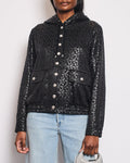 Chanel 2023 Coco Neige Black CC Logo Hooded Jacket with CC Crystal Buttons Detailing Size FR 42 (UK 14) RRP £3,630
