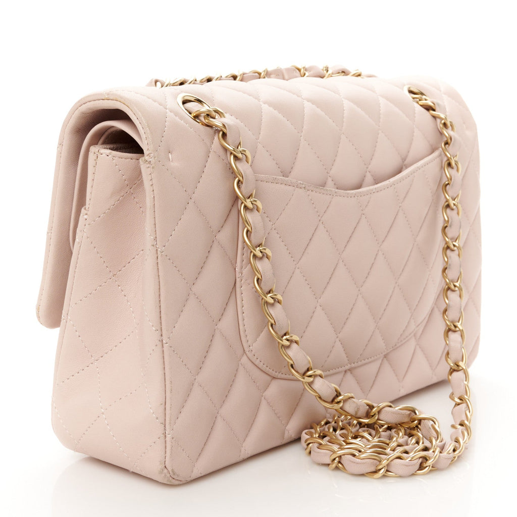 Chanel Lambskin Quilted Medium Double Flap Light Pink