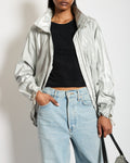 Chanel 16/S Silver Metallic Anorak Jacket Size FR 38 (UK 10)