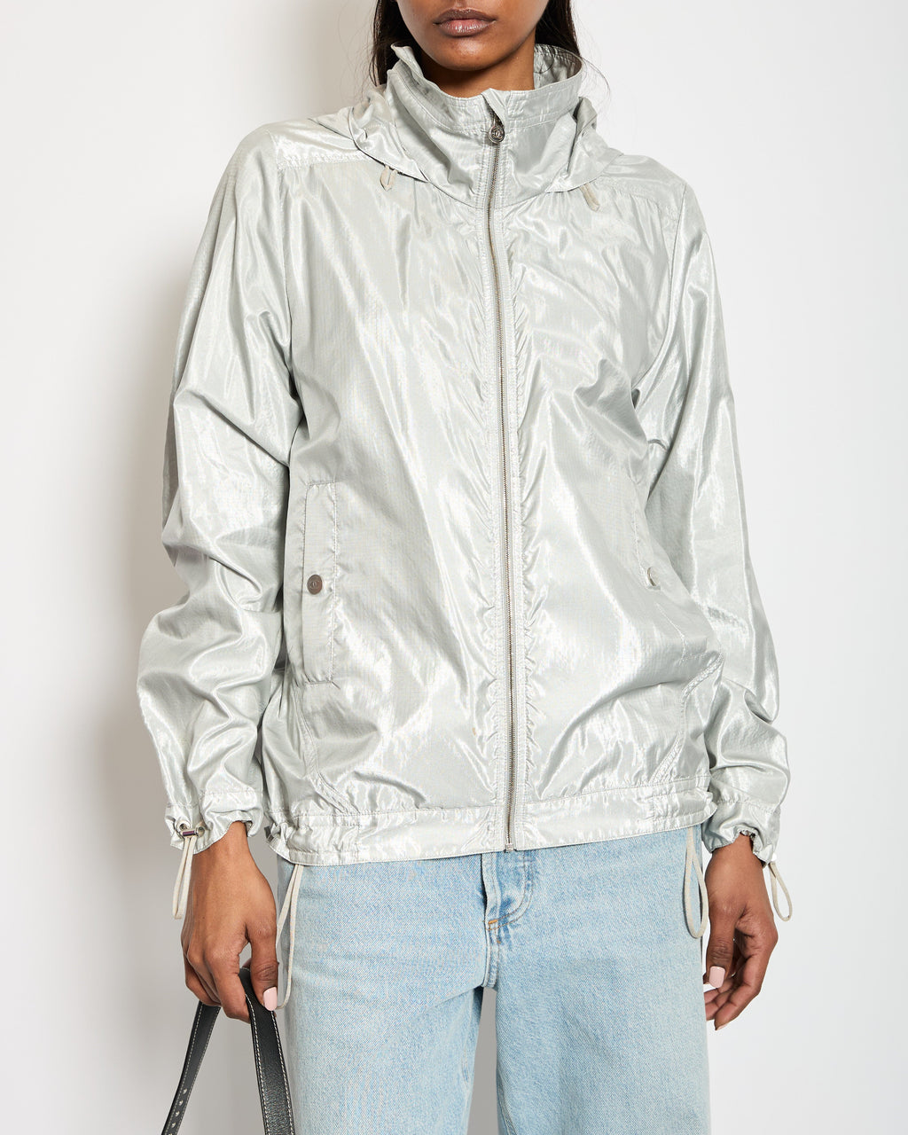 Chanel 16/S Silver Metallic Anorak Jacket Size FR 38 (UK 10)