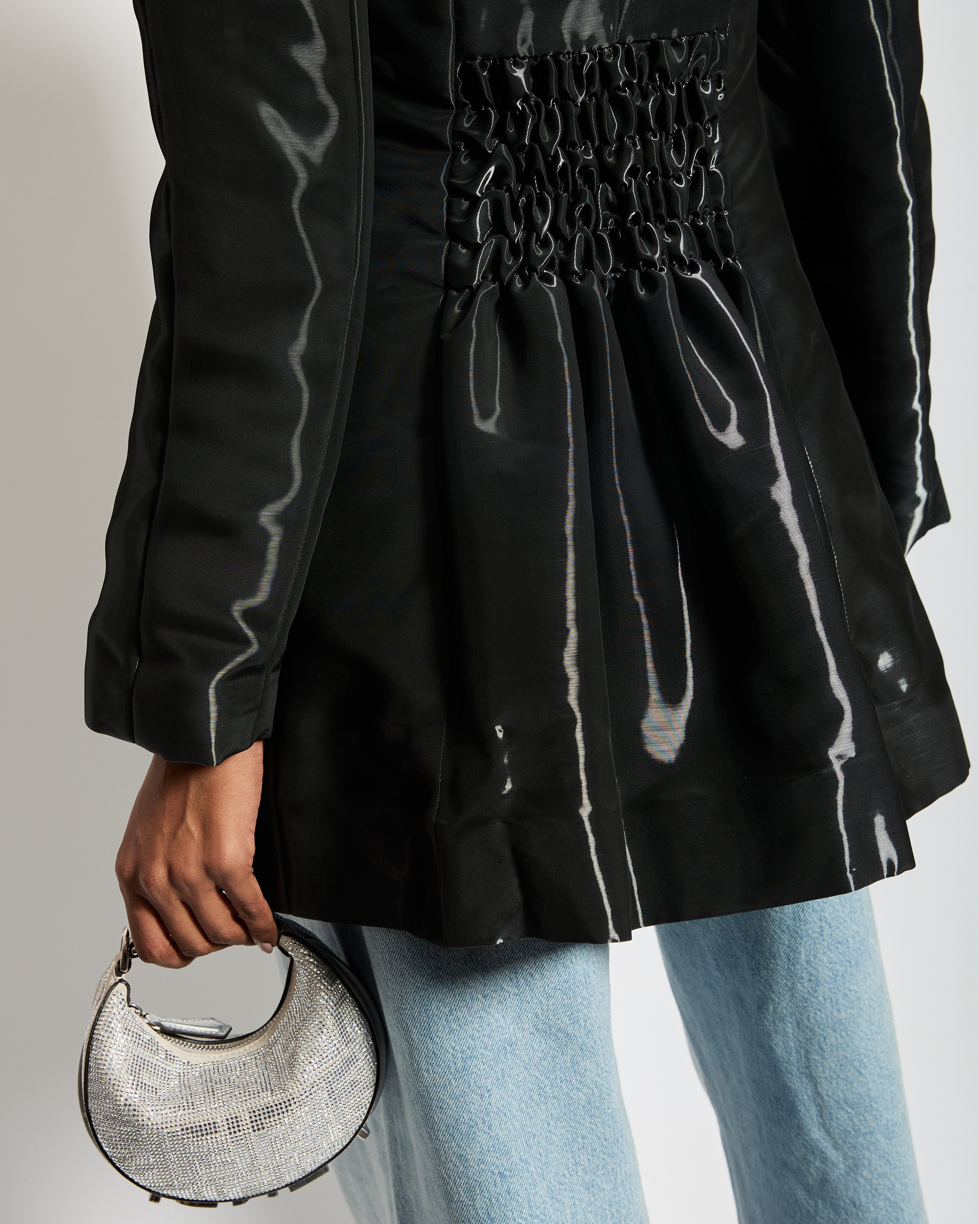 Chanel 00/A Shine Effect Black Blazer Jacket With Black CC Button Detail FR 36 (UK 8)