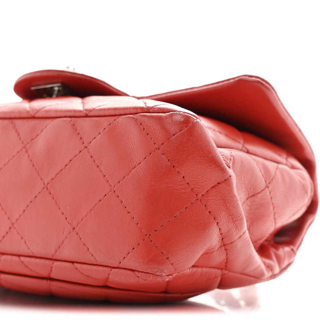 Chanel Lambskin Quilted Mini Rectangular Flap Red