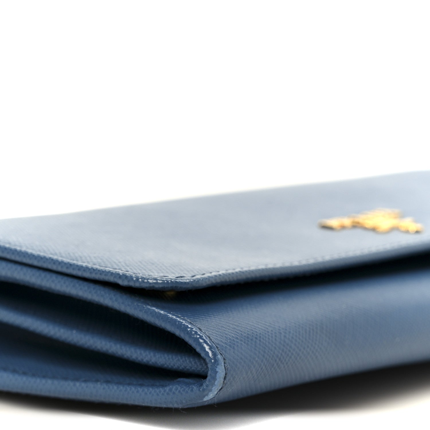 Prada Saffiano Metal Oro Chain Wallet Cobalto