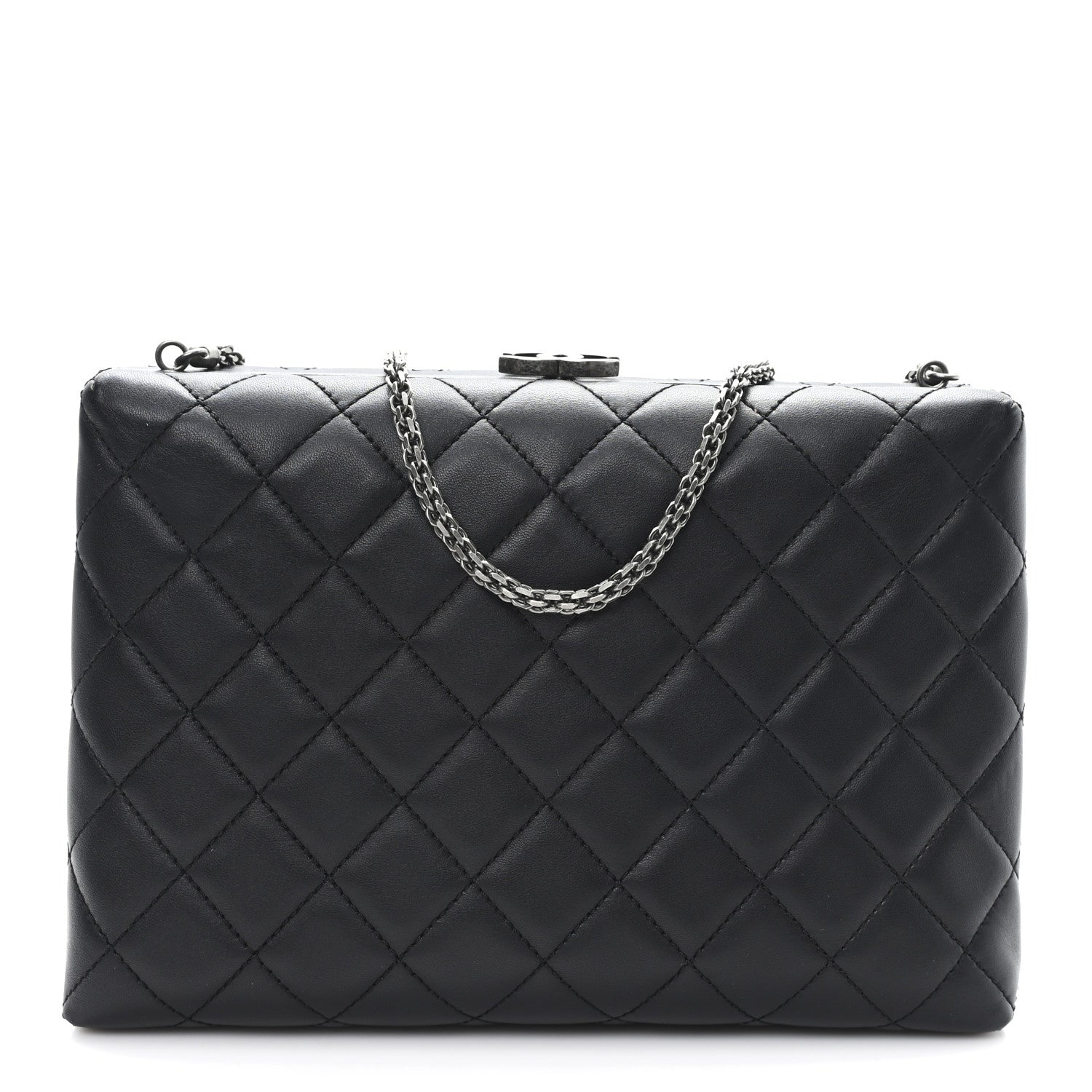 Chanel Lambskin Quilted Kisslock Minaudiere Black