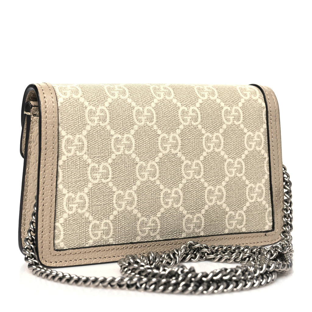 Gucci GG Supreme Monogram Textured Dollar Calfskin Super Mini Dionysus Shoulder Bag Beige Mystic White Oatmeal