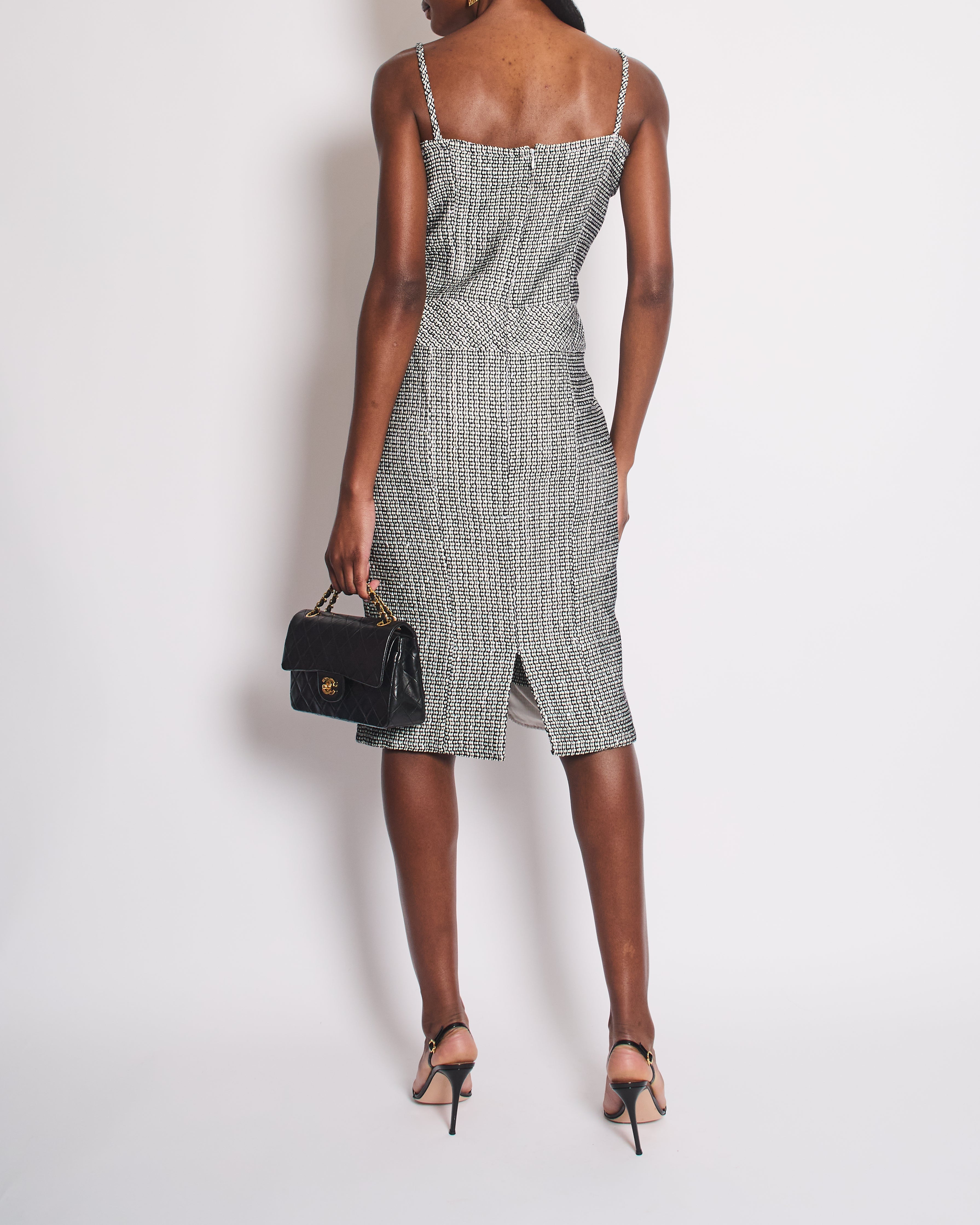 Chanel 14/C Navy Strap Tweed Midi Dress with Pocket Detail Size FR 40 (UK 12) RRP £2,200