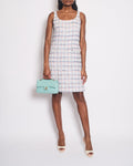 Chanel 2018 Blue Fantasy Tweed Strap Midi Dress with Pocket and CC Button Detail Size FR 36 (UK 8) RRP £2550
