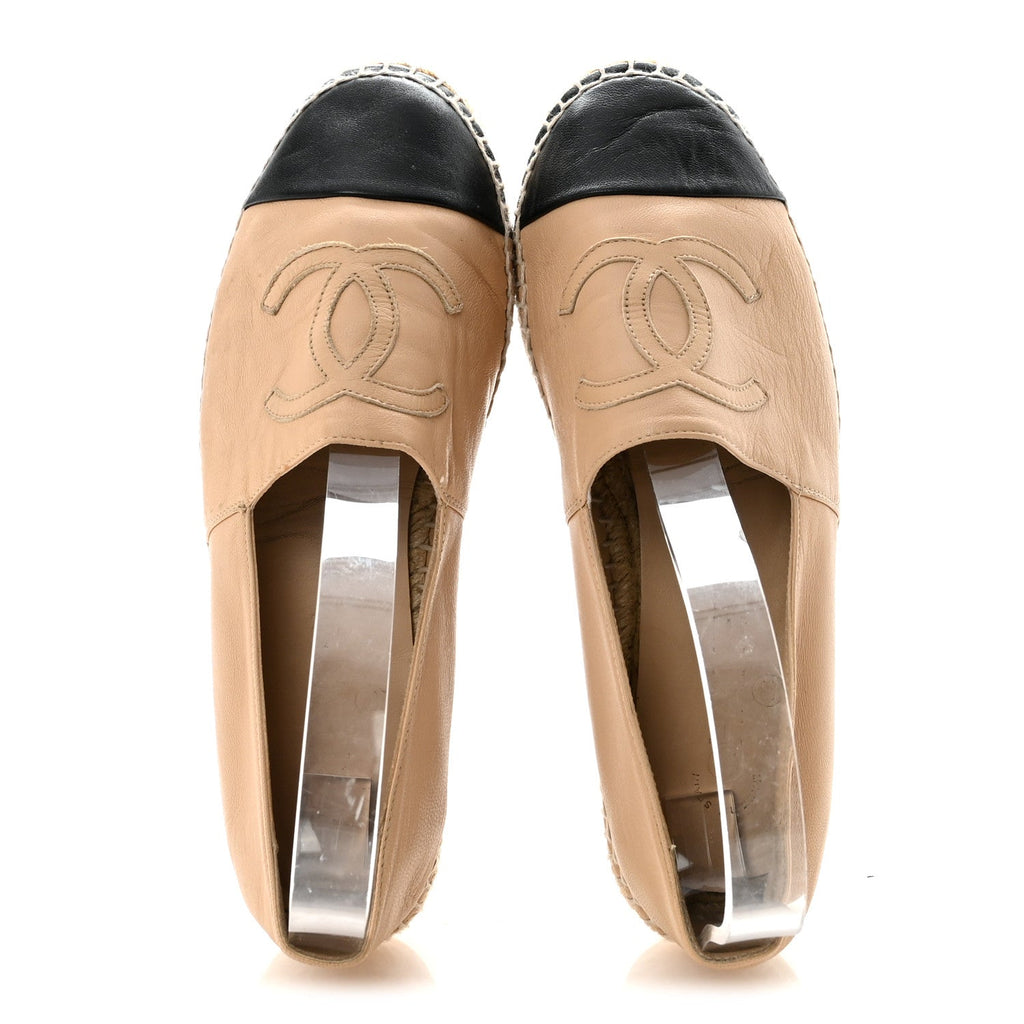 Lambskin CC Espadrilles 38 Beige Black