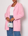 Chanel 94/P Pink Longline Tweed Jacket with Gold CC Logo Button Details, Size FR 40 (UK 12)