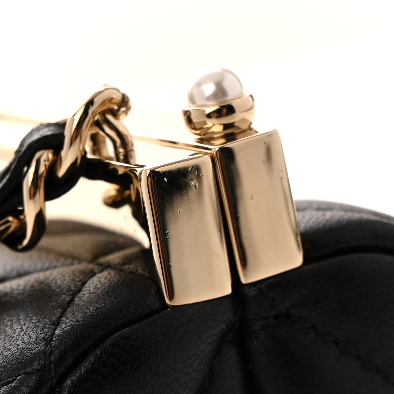Chanel Lambskin Quilted Pearl CC Vanity Case Black