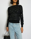 Chanel Black Mirror Embellished Jumper with CC Logo and Sequin Details Size FR 34 (UK 6)