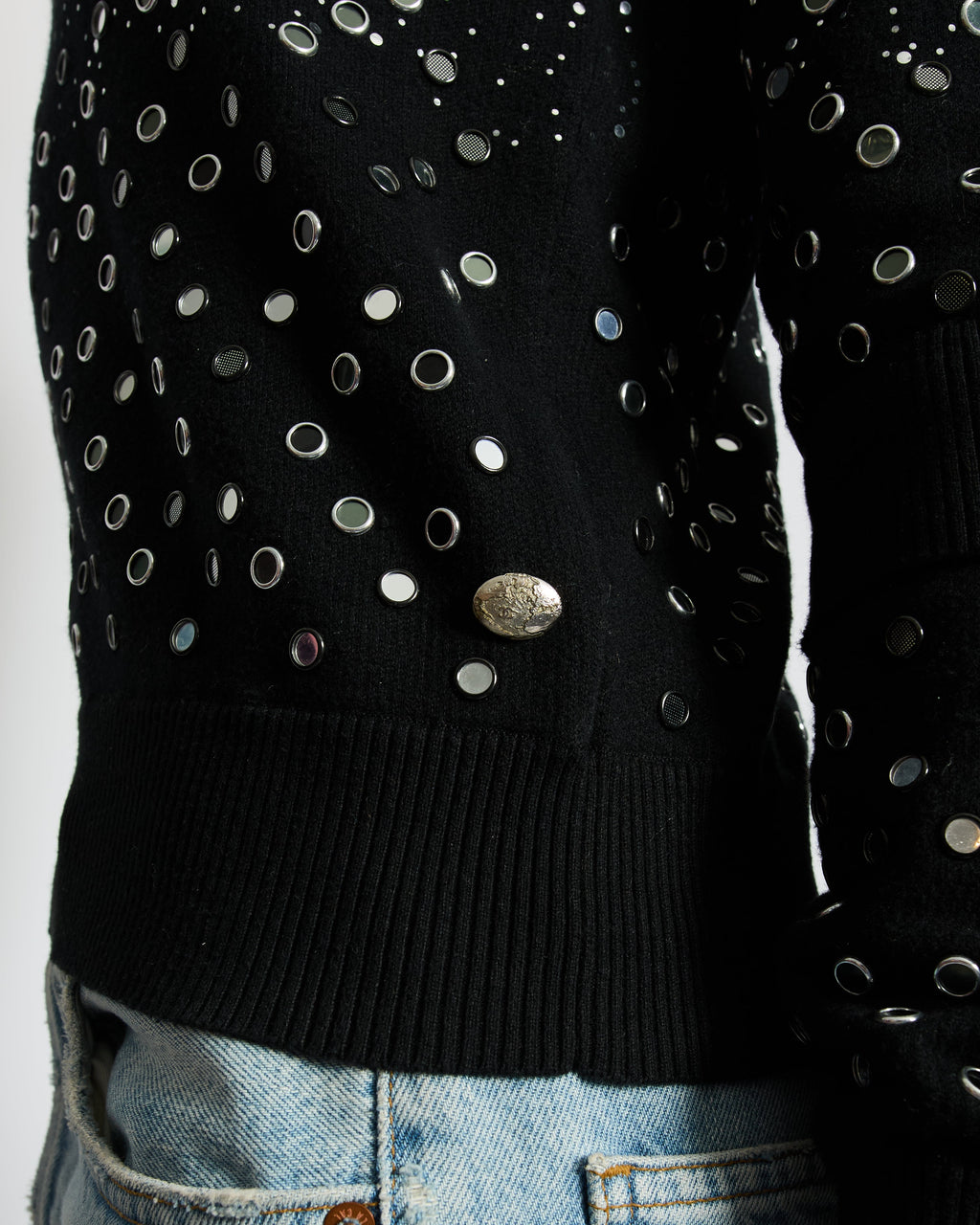 Chanel Black Mirror Embellished Jumper with CC Logo and Sequin Details Size FR 34 (UK 6)