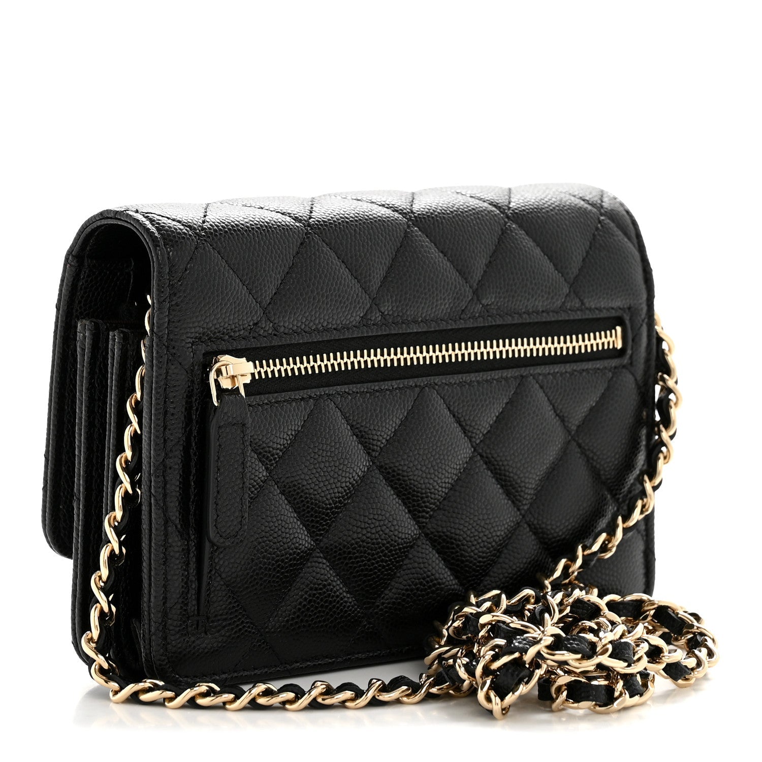 Chanel Caviar Quilted Mini Wallet On Chain WOC Black