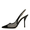 Gucci Tela Retino Patent Signoria 105mm Slingback Pumps 40 Black