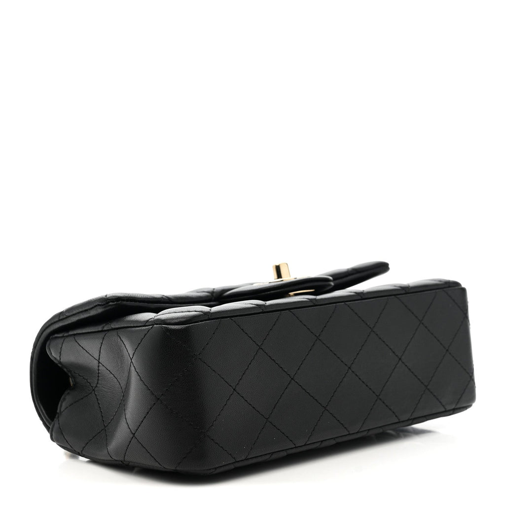 Chanel Lambskin Quilted Mini Rectangular Flap Black