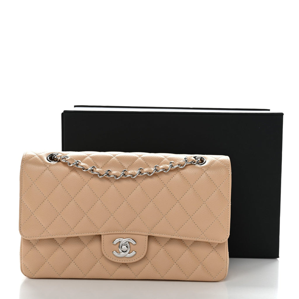 Chanel Caviar Quilted Medium Double Flap Beige