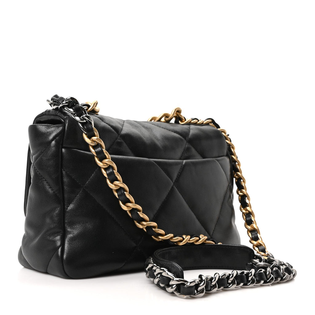 Chanel Lambskin Quilted Medium Chanel 19 Flap Black