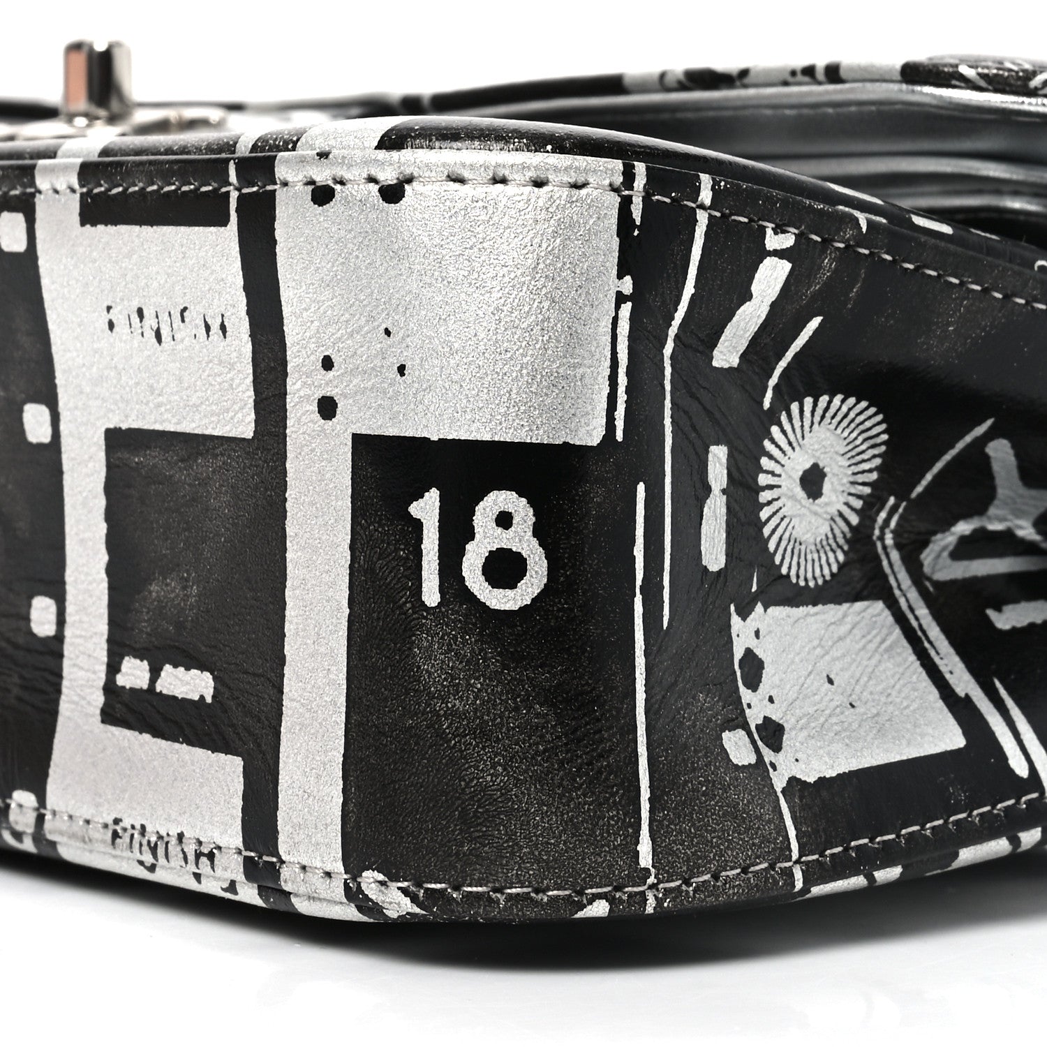 Chanel Lambskin Graffiti Printed Medium Double Flap Black Silver