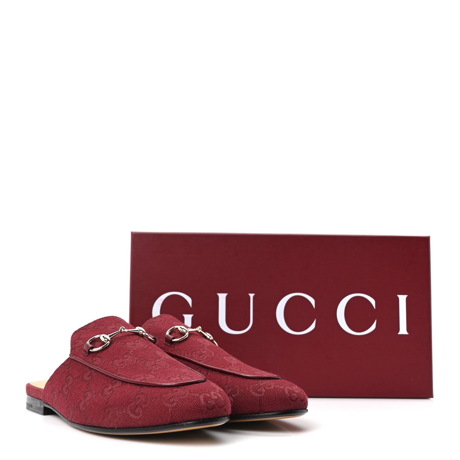 Gucci GG Monogram Canvas Womens Princetown Slippers 37.5 Ancora