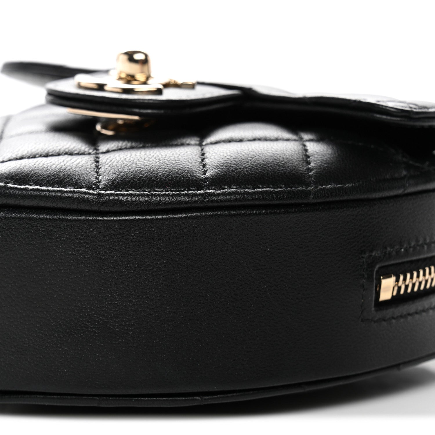 Chanel Lambskin Quilted CC In Love Heart Clutch With Chain Black