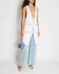 Chanel White Long Line Button Down Vest with Pocket Detail FR 38 (UK 10)