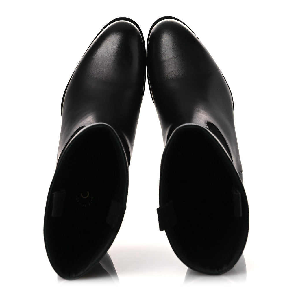 Chanel Suede Calfskin CC Short Boots 37 Black