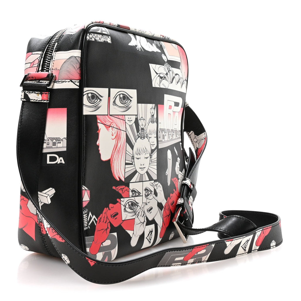 Prada X JAMES JEAN Vitello DNA Flat Messenger Bag Black