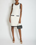 Chanel Cream Sleeveless Midi Dress with Navy Hem and Pocket Detail Size FR 34 (UK 6)