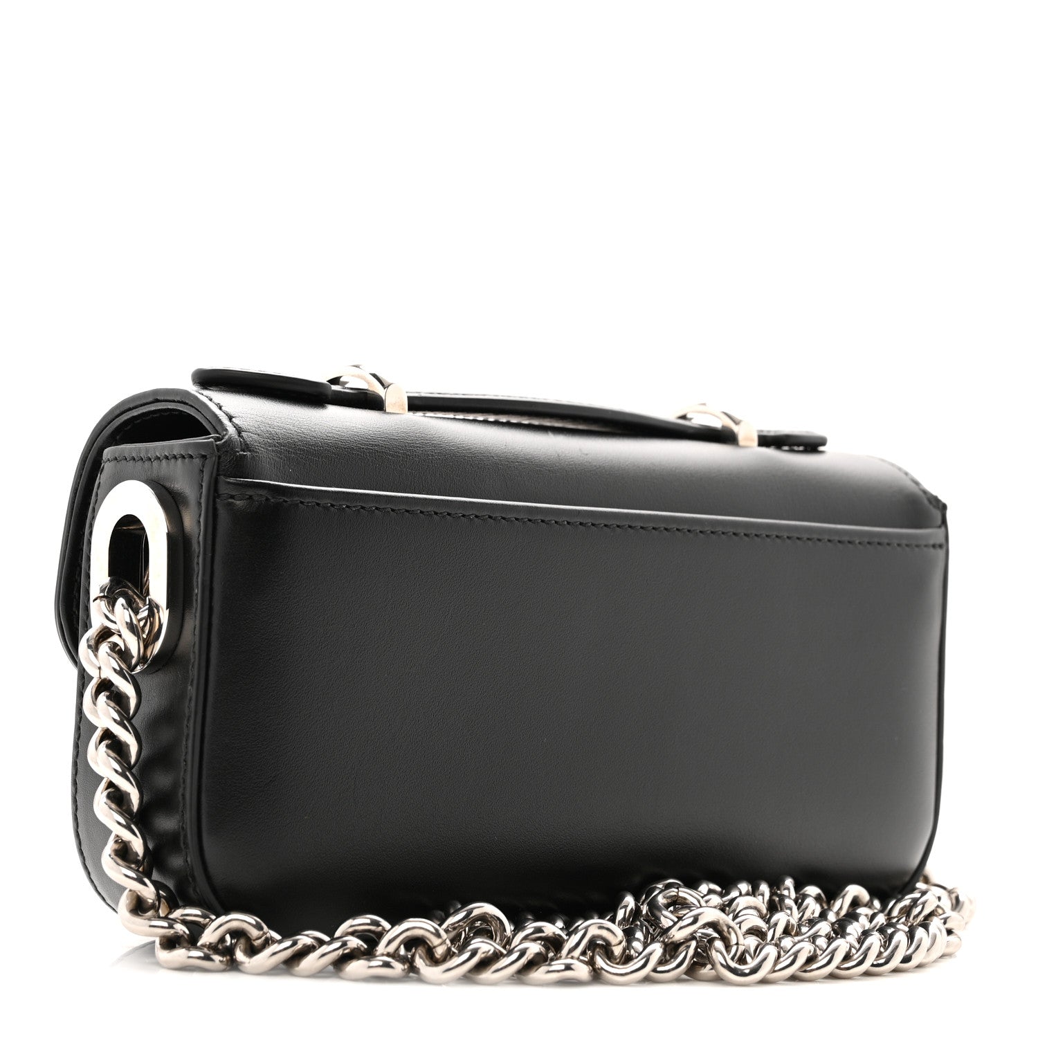 Gucci Senna Calfskin Petite GG Top Handle Shoulder Bag Black