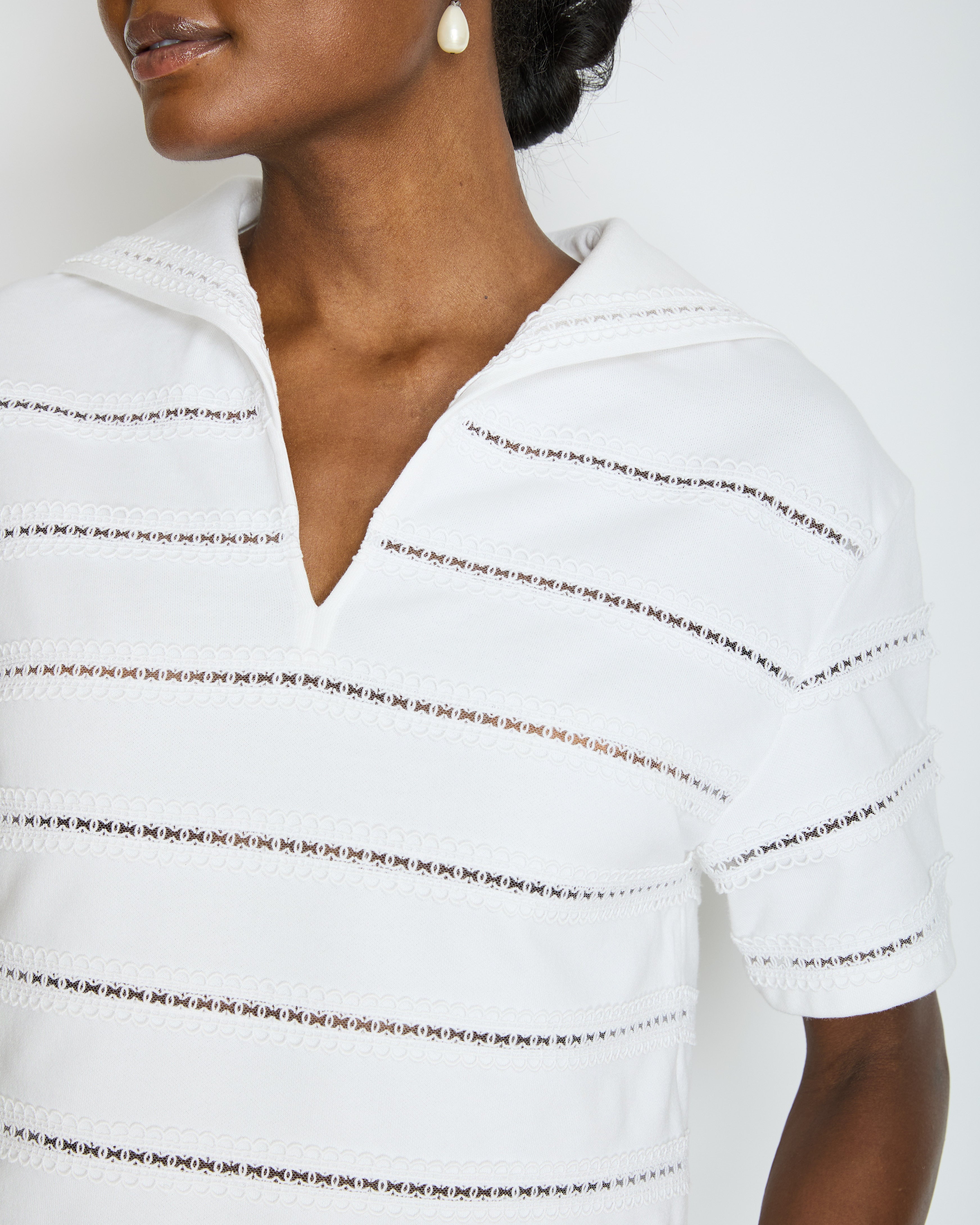 Chanel White Blouse with CC Logo Embroideries Size FR 34 (UK 6)