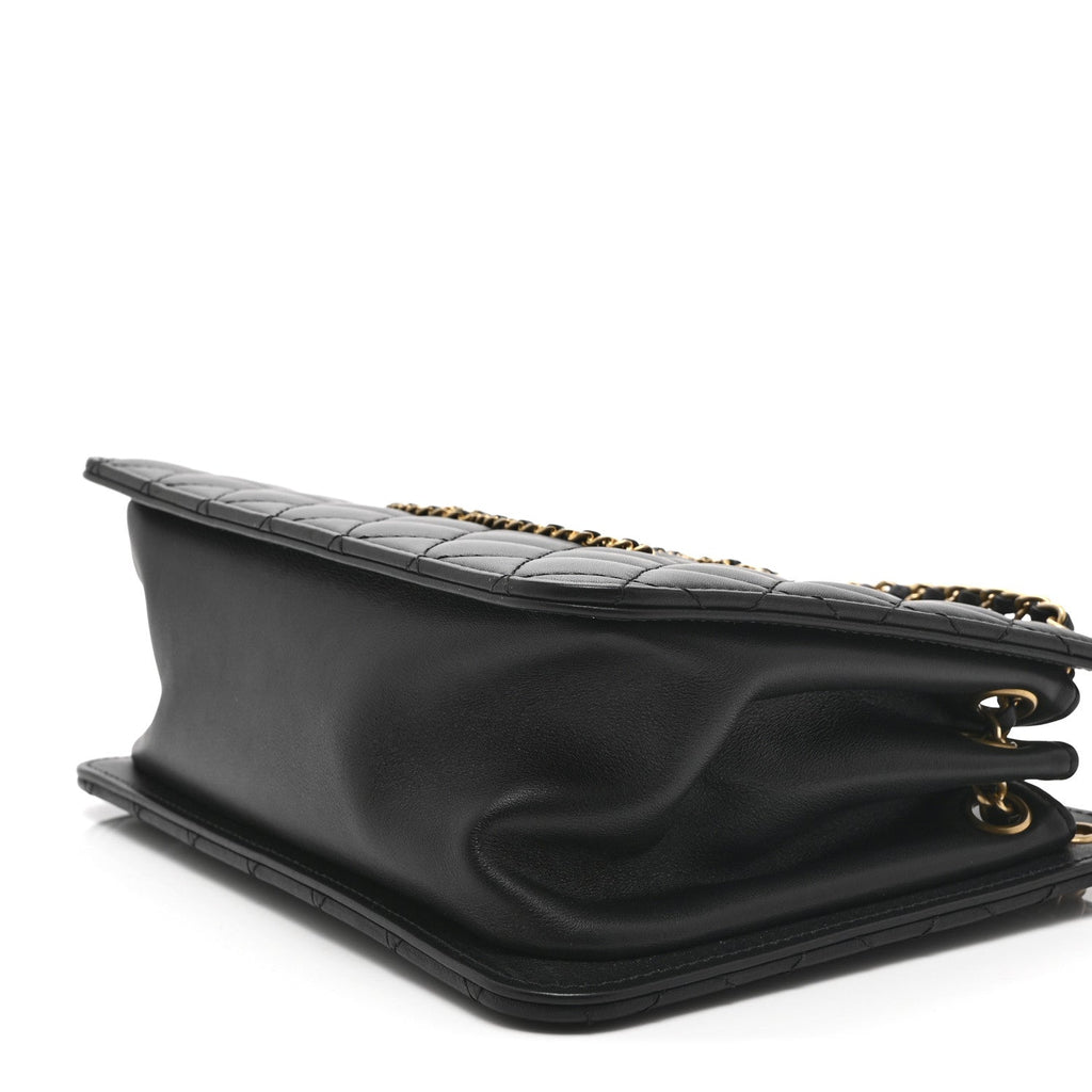Chanel Calfskin Quilted CC Chain Accordion Tote Black